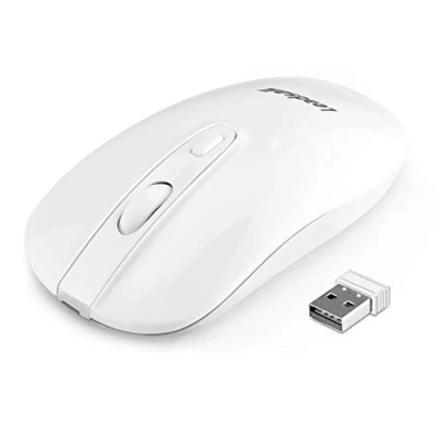 Afbeelding van LeadsaiL draadloze stille muis, oplaadbare USB geruisloze en klik, 2400 DPI met 5 instelbare niveaus voor Windows 7/8/10/XP/Vista/Mac/Linux (wit)