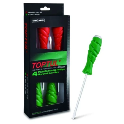 Afbeelding van Splits en kruiskopschroevendraaierset TOPTUL 4 stuks(2x SL,2x PH)