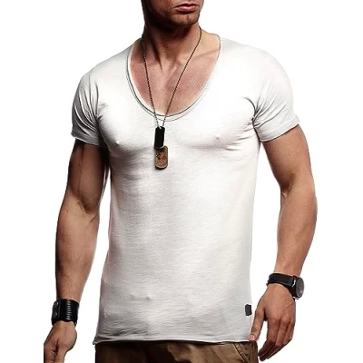 Afbeelding van Leif Nelson Heren T Shirt V hals LN 6280