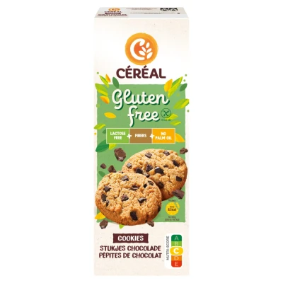 Afbeelding van 3x Céréal Cookies met stukjes Chocolade Glutenvrij en Lactosevrij 150 gr