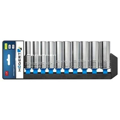 Afbeelding van Dopsleutelset chroom vanadium 76mm lang‎ 1/2&quot; x 10 stuk 10, 12, 13, 14, 15, 17, 19, 21, 22, 24 mm