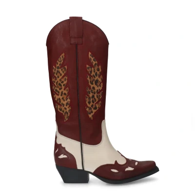 Afbeelding van Sacha Dames Rode cowboylaarzen met leopard details Maat 37
