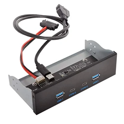 Afbeelding van Cablecc USB C &amp; 3.0 HUB 4 poorten voorpaneel naar moederbord 20 pins connectorkabel voor 5.25 CD ROM Bay