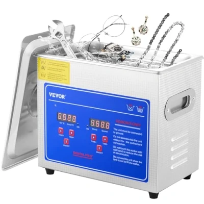 Afbeelding van VEVOR ultrasone reiniger, 3 liter, ultrasoon apparaat, reinigingsapparaat, reiniger met verwarming, digitale timer voor glazen, sieraden, valse tanden, munten