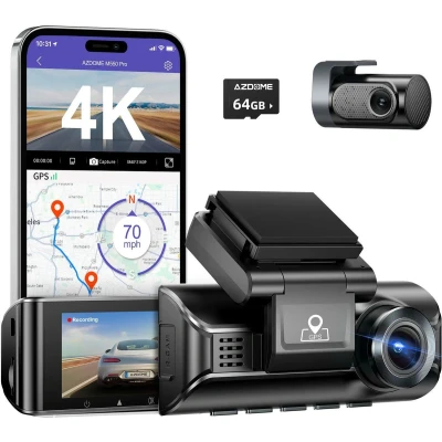 Afbeelding van AZDome Dashcam M550 4K 1260P Wifi Auto Video Recorder met Achter Camera Zwart
