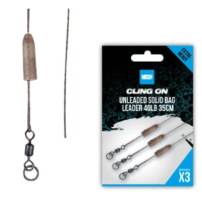 Afbeelding van Nash Cling On Unleaded Solid Bag Leader 40lb (35cm) (3 Stuks) Lood vervanger