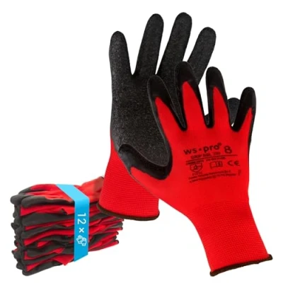 Afbeelding van Trevendo Werkhandschoenen stevige montagehandschoenen met latex coating, rood maat 9, 24 paar