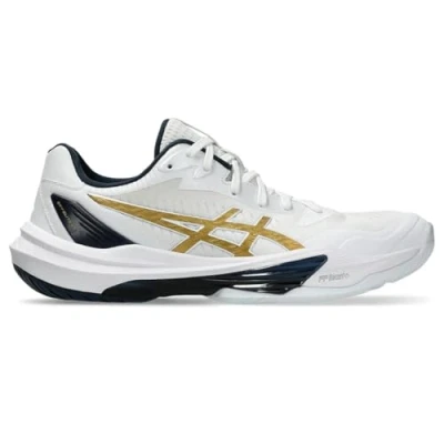 Afbeelding van Asics SKY Elite FF 3 LO Volleybalschoenen, Dames, Maat: 37, White/pure gold Textiel/ synthetisch