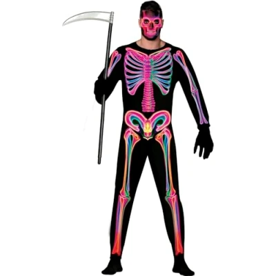 Afbeelding van Neon Jumpsuit Zwart Skelet Heren Maat M