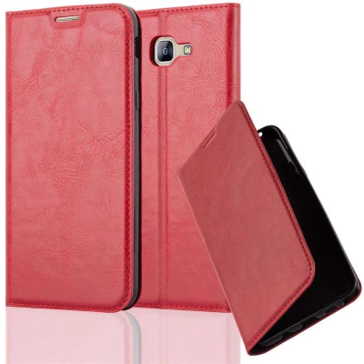 Afbeelding van Cadorabo Hoesje geschikt voor Samsung Galaxy A8 2016 in APPEL ROOD Beschermhoes met magnetische sluiting, standfunctie en kaartvakje Book Case Cover Etui