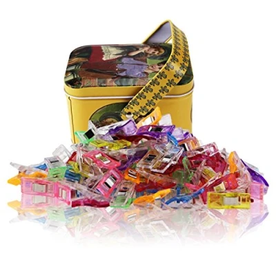 Afbeelding van Wonder Clips Pack van 100 multifunctionele naaien Craft Accessoires voor naaien, Quilten, Haakwerk, Crafting en Breien, Tin Box Pakket, Verschillende kleuren