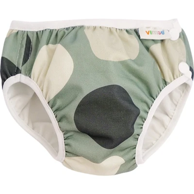 Afbeelding van Vimse Green Shapes Wasbare zwemluier XL Waterdichte luier Zwembroek met drukknopen Leuke printjes