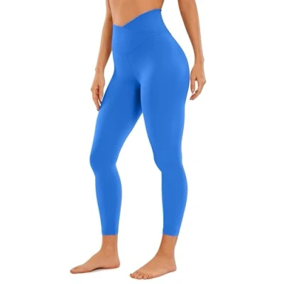 Afbeelding van CRZ Yoga Womens Butterluxe Cross Waist Workout Leggings 25&quot; V Crossover High Waisted Gym Fonkelend blauw S