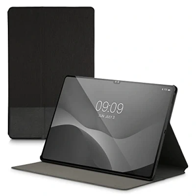 Afbeelding van kwmobile hoes geschikt voor Samsung Galaxy Tab S8 Ultra / S9 Slanke tablethoes met standaard Tablet cover in antraciet zwart