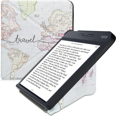 Afbeelding van kwmobile e reader hoesje compatibel Met Kobo Libra H2O hoes standaard Ereader cover van kunstleer In zwart/meerkleurig