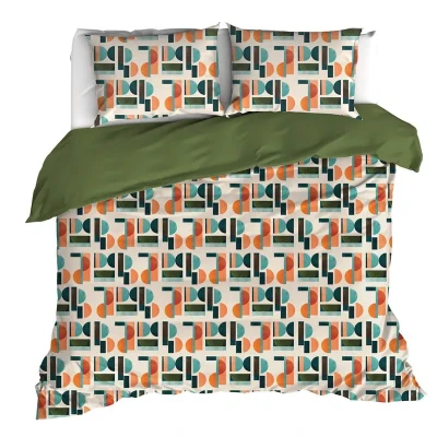 Afbeelding van Dekbedovertrek De Witte Lietaer Lisboa Grenoble Green Percal 200 x / 220 cm 2 Persoons