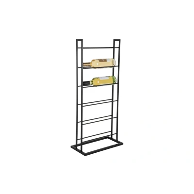 Afbeelding van Present Time Wijnrek Single Floor Zwart 38x20x84.5cm IJzer Voor aan de Muur 6 Flessen Scandinavisch