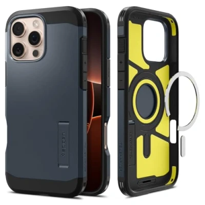 Afbeelding van Spigen Tough Armor (AI) MagFit Case voor iPhone 16 Pro Max, Compatibel met MagSafe accessories hoesje Metal Slate