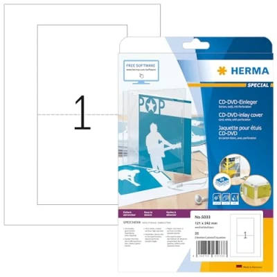 Afbeelding van Herma, Labels, CD Inlay Spec.121x242 25 vel