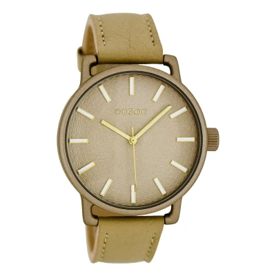 Afbeelding van OOZOO Timepieces beige horloge met leren band C8310