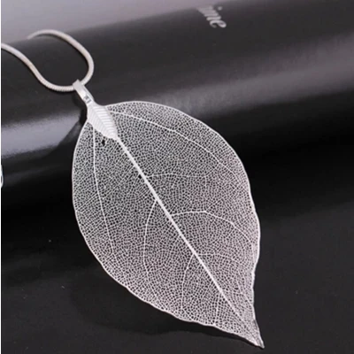 Afbeelding van EmmyRovi Hanger Blad Zilver Plated Sieraad Moederdag Cadeau Ketting Echt Boom