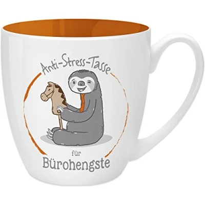 Afbeelding van Gruss &amp; Co 45487 Anti stress mok voor kantoorhengst, 45 cl, cadeau, New Bone China, oranje, 9,5 cm