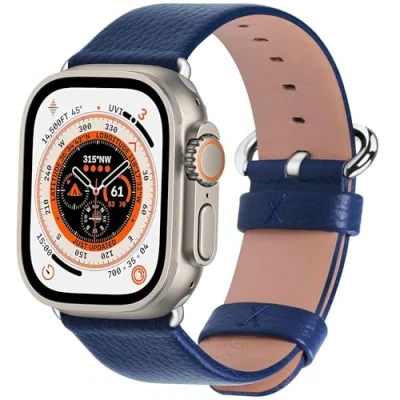 Afbeelding van Fullmosa Compatibel met Apple Watch Band 42mm 44mm 45mm 49mm in 15 kleuren voor iWatch Serie Ultra/SE/SE2/8/7/6/5/4/3/2/1,Donkerblauw 42mm/44mm/45mm/49mm