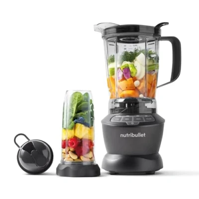 Afbeelding van Nutribullet Blender Combo, elektrische blender, multifunctionele hakselaar, professioneel, 1200 watt vermogen, kan van 1,9 liter, glazen 946 ml en 710 ml, zwart, NBF500MB