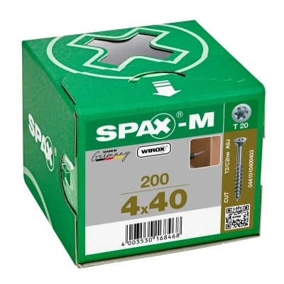 Afbeelding van Spax m MDF Spaanplaatschroef met boorpunt verzinkt T Star T20 deeldraad 4.0x40mm (per 200 stuks)