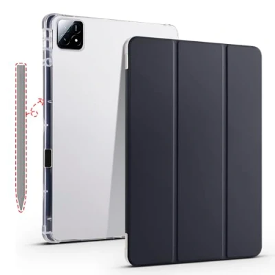 Afbeelding van Lemxiee PU Lederen Cover voor Xiaomi Pad 6S Pro Hoesje, Slim Tri fold Stand TPU Back Shell, Auto Wake/Sleep Functie/Anti drop/met pen slot case Blauw