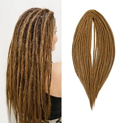 Afbeelding van 20 Inch 10 Strengen/Pak Synthetische Double Ended Dreadlocks Extensions Dunne 0,6 cm Gehaakte Gevlochten Haar Zachte Reggae Hiphop Hippie Stijl, Lichtbruin