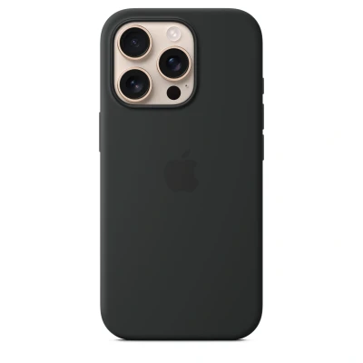 Afbeelding van Origineel Apple iPhone 16 Pro MagSafe Hoesje Siliconen en TPU (zacht) Softcase/Backcover Zwart Telefoonhoesje
