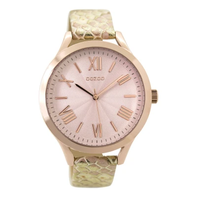 Afbeelding van OOZOO Timepieces Rosé goudkleurige horloge met leren band C9478