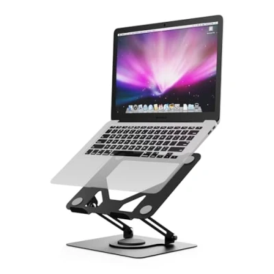 Afbeelding van GRIFEMA GB1050 Draagbare klaptafel, geventileerd, met draaibare basis, draagbaar, in hoogte verstelbaar, compatibel de meeste laptops van 11 17 inch, zwart