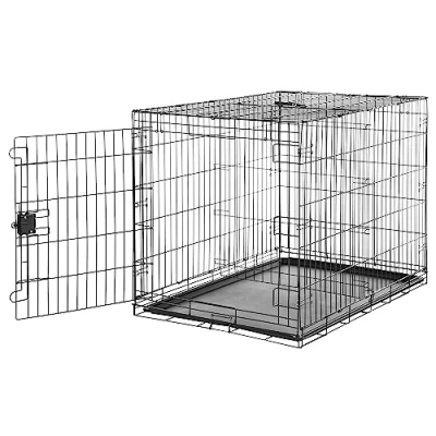 Afbeelding van Amazon Basics Hondenkooi van metaaldraad met plateau en enkele deur, opvouwbaar, 107 x 71x 76 cm (L B H)