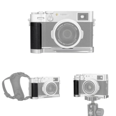 Afbeelding van JJC Metalen handgreep voor Fujifilm Fuji X100VI X100V X100F Camera Arca Swiss Type Quick Release Plate Antislip L beugel Verbeterde Grip, ZILVER