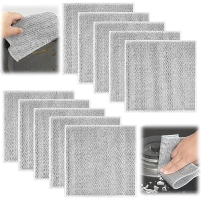 Afbeelding van Vicloon multifunctionele Draad vaatdoek voor nat en droog, 10 stuks Wire Dishcloth, krasvrije vaatdoek, herbruikbare draaddoeken, Vaatdoeken, vaatwasdoeken keuken, huishouden（Dik）