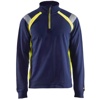 Afbeelding van Blaklader Sweatshirt halve rits Visible 3432 1158 Marine/High Vis Geel XS