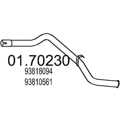 Afbeelding van MTS 01.70230 Uitlaatpijp 1610mm Achter voor einddemper IVECO: Daily II Van / Station wagon 2.5 30 8, 35 12, 40 10 V 1989 1998