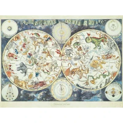 Afbeelding van Ravensburger puzzel Wereldkaart met fantastierijke dieren Legpuzzel 150 stukjes