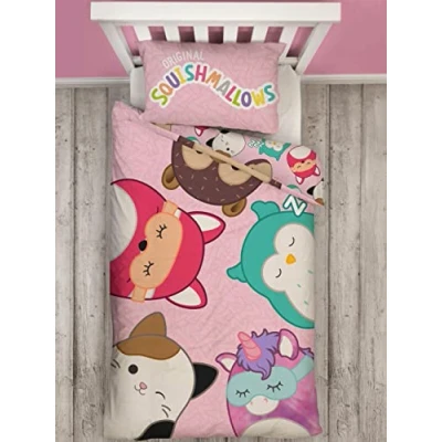 Afbeelding van Squishmallows Dekbedovertrekset I Omkeerbare Eenpersoons Kinderbeddengoed Met Bijpassende Kussensloop