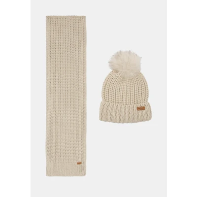 Afbeelding van Barbour Saltburn Beanie Scarf SET Sjaal, Dames, Maat: One Size, Pearl