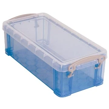 Afbeelding van Really Useful Box 0,9 Liter, Transparant Blauw Opbergdoos