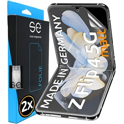 Afbeelding van S.E beschermfolie voor Samsung Galaxy Z flip 4, mat ontspiegeld, 2 x full screen, positioneringshulp, innovatieve toepassing, 4 beschermfolie, matte displayfolie, uit