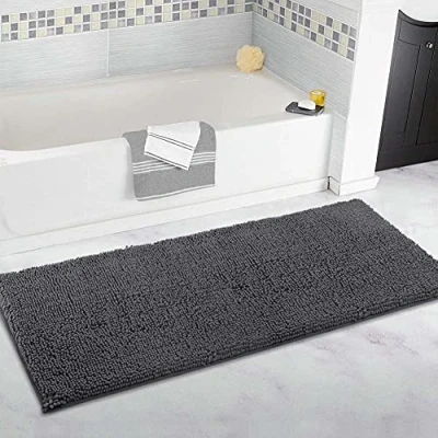 Afbeelding van Extra groot badkamertapijt, lange badmat van 60 x 160 cm, ultrazachte chenille tapijten, antislip en waterabsorberende badkuip vloermat, loper voor badkamer, slaapkamer keuken