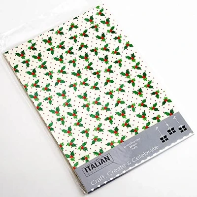 Afbeelding van A4 Kerst Hulst Patroon Glitter Kaart 250 GSM (10 Vellen)
