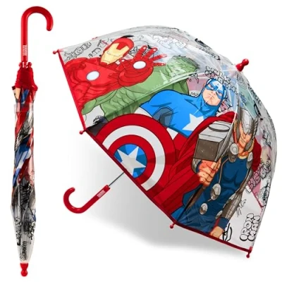 Afbeelding van Marvel Spiderman Clear Dome paraplu voor kinderen Avengers Captain America Opvouwbare transparante Lichtgewicht (Multi Avengers)