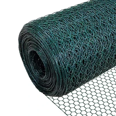 Afbeelding van VOUNOT Draadomheining Zeshoekige Afrastering, Konijnengaas Kippengaas, Maaswijdte 13 mm, Hoogte 100 cm, Lengte 50 m, PVC gecoat Groen