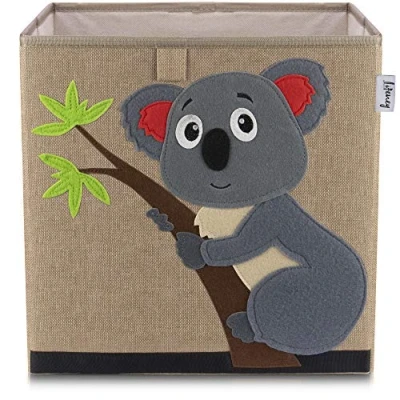 Afbeelding van Stoffen opbergdoos voor kinderen &quot;koala&quot; op donkere achtergrond, compatibel met Ikea Kallax Lifeney