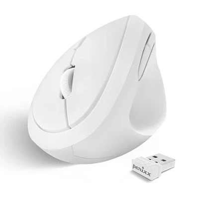 Afbeelding van Perixx PERIMICE 719 Ergonomische muis Verticaal ontwerp Extra voor kleine handmaten en onderweg Perfect universiteit kantoor wit